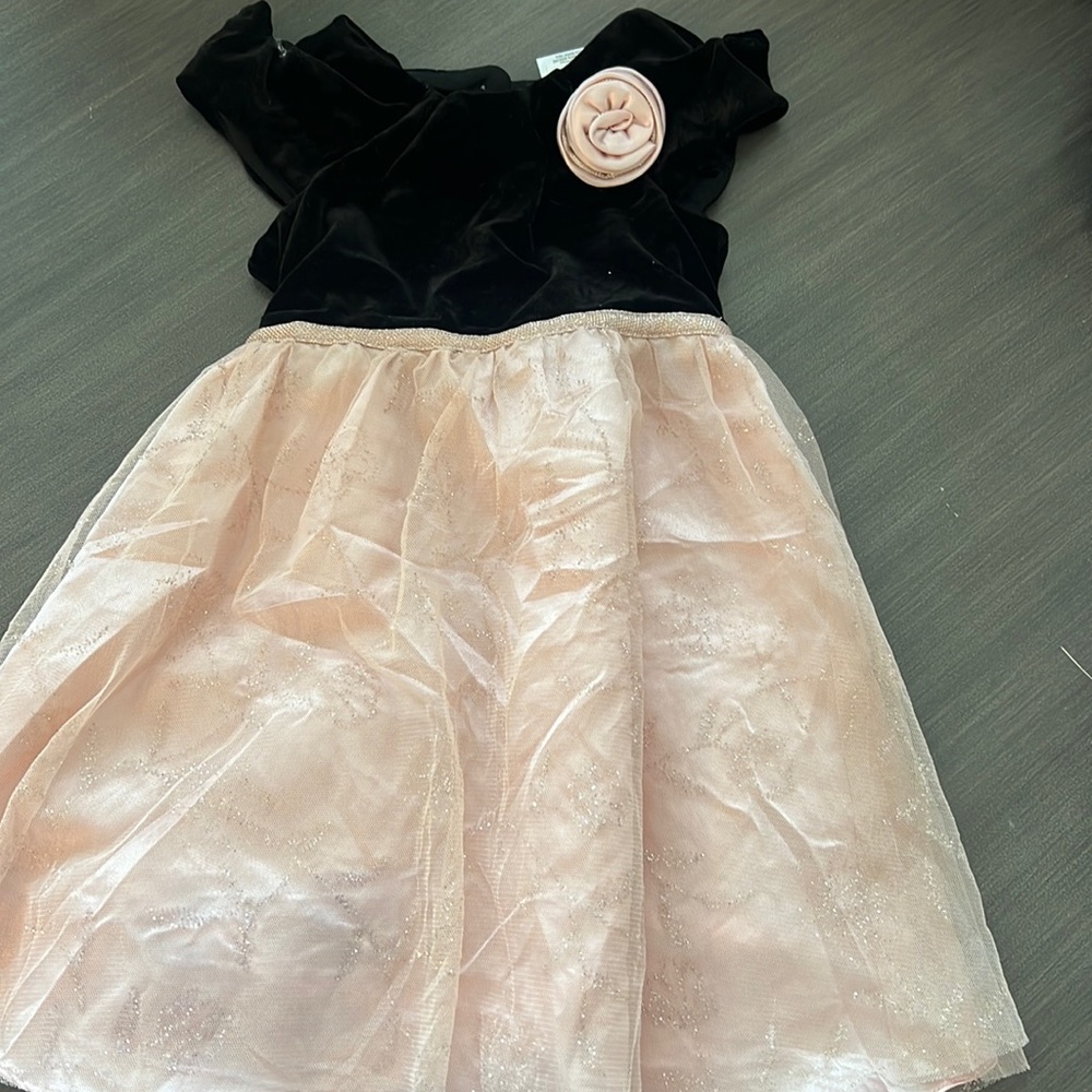 Black and pink sparkle dress.